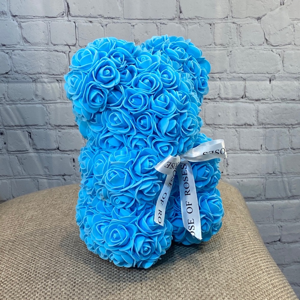 DOSES OF ROSES Blue Rose Bear- 8" - Picture 2 of 3